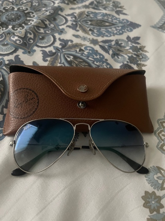 Ray-Ban Other - Ray-Ban Silver Frame Sunglasses with Blue Gradient Lenses and Brown Case